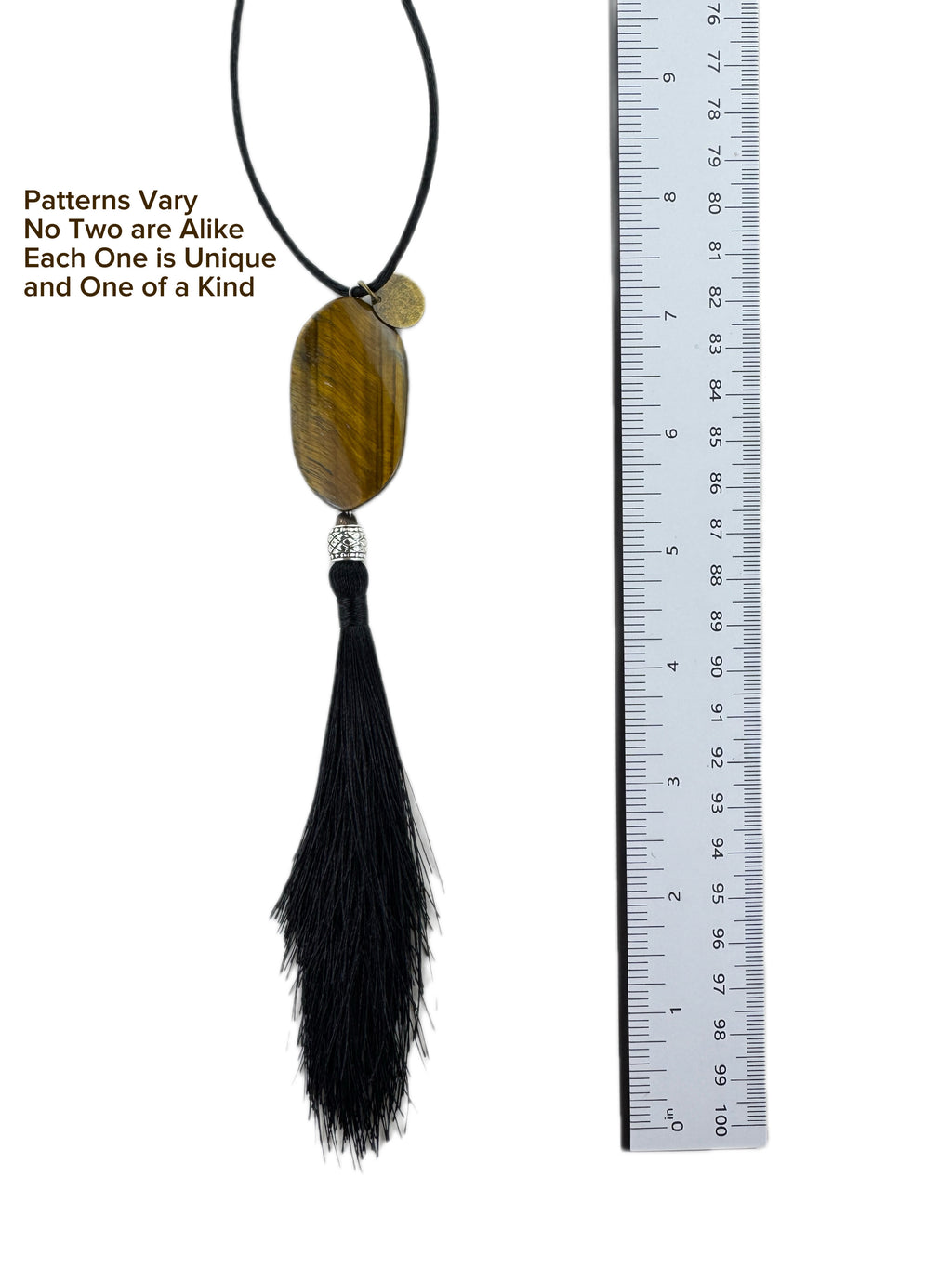 Rearview Mirror Hanger, Car Charm, Black Boho Tassel, Personalized Tiger Eye Pendant