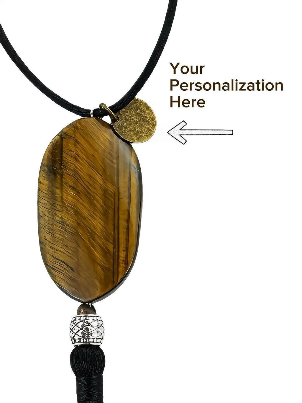 Rearview Mirror Hanger, Car Charm, Black Boho Tassel, Personalized Tiger Eye Pendant