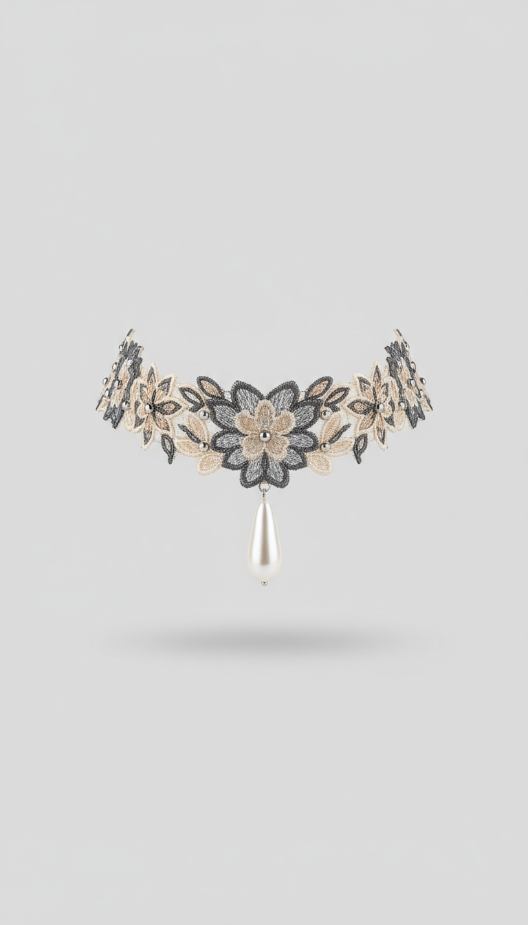 Lace Choker With Satin Ribbon